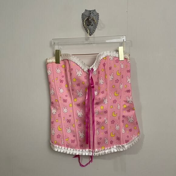 LittleforBig L corset ruffle bow bunny star moon pastel Victorian shapewear cute - Picture 1 of 7